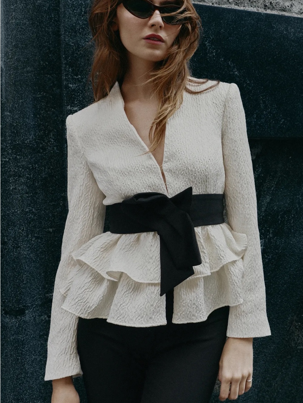 ZARA BELTED PEPLUM BLAZER